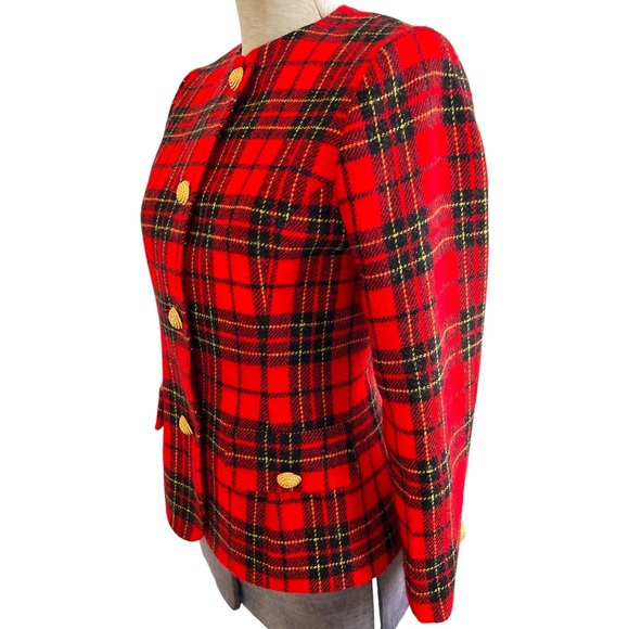 Vintage Wool Tartan Plaid Blazer Jacket Alex de Bolzan - Picture 7 of 9
